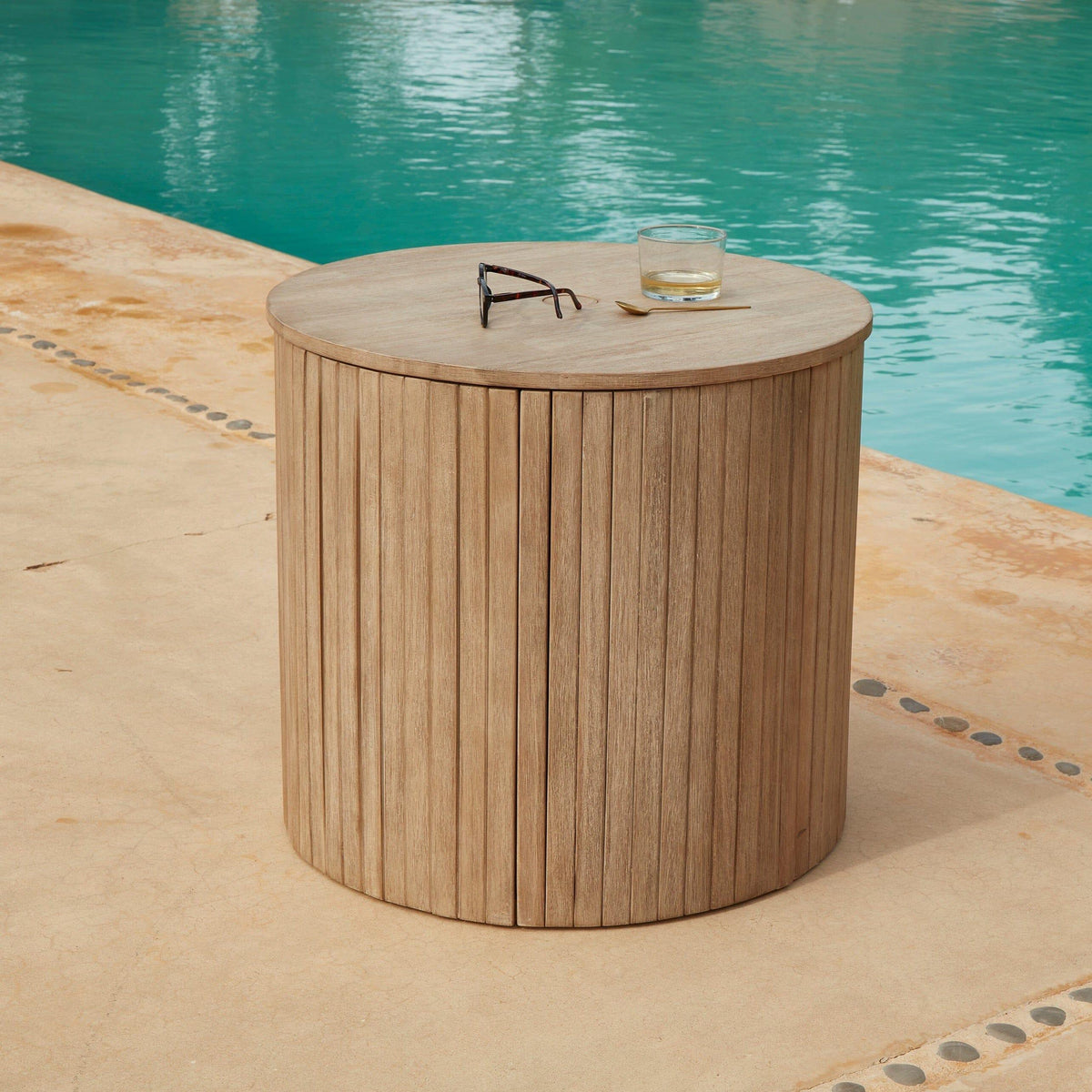 Outlet - Akira Wood Storage Side Table/ Parasol Base