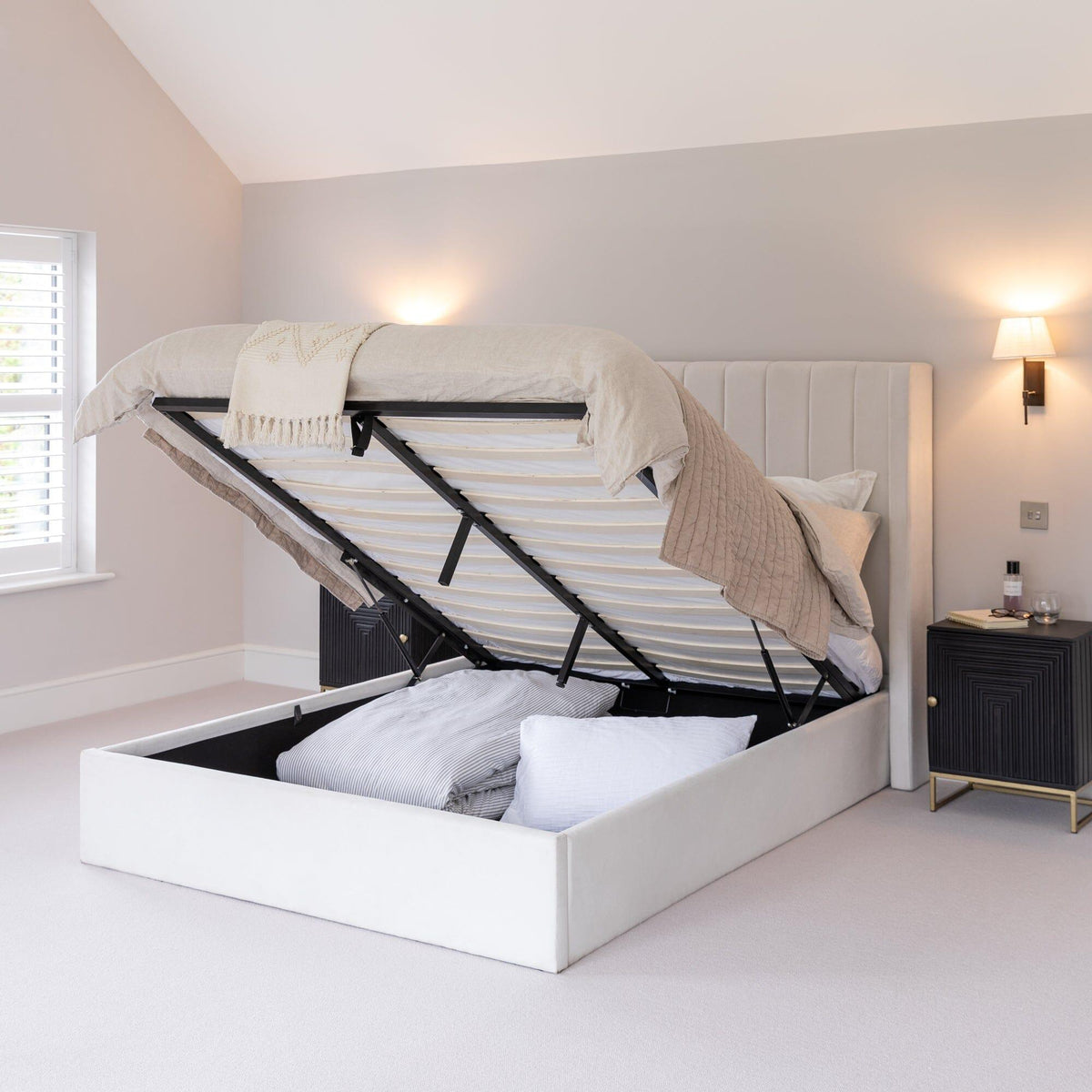 Alice Double Ottoman Bed - Ivory
