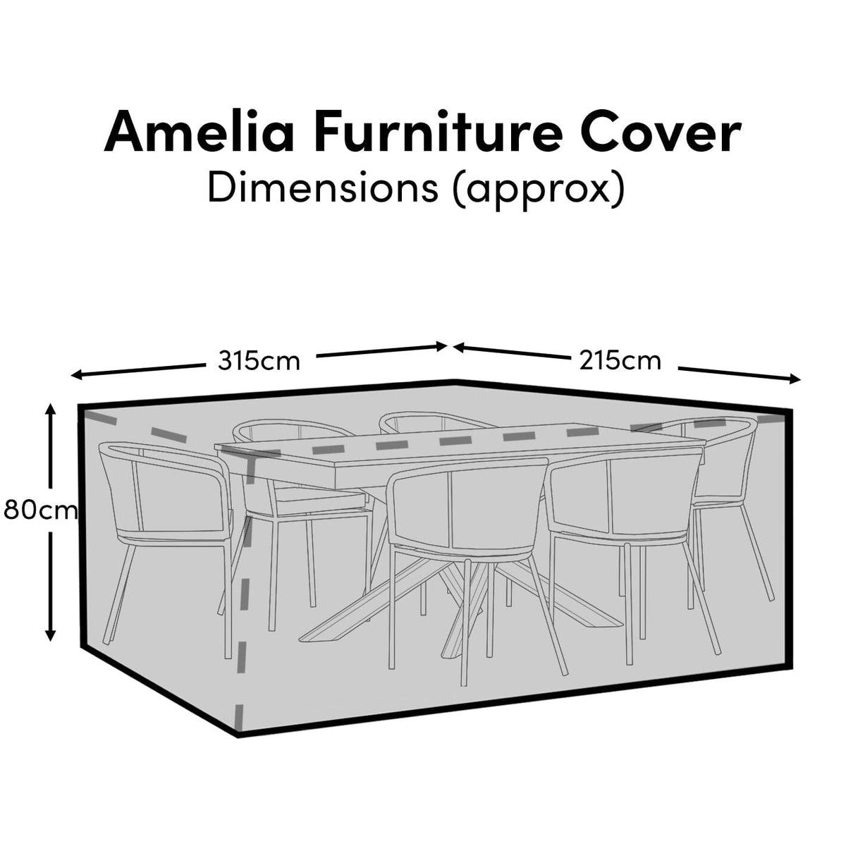 Rectangular Rain Cover 315x215x80cm - Amelia 6-8 Seater with Hali, Shiro, Imani or Nala