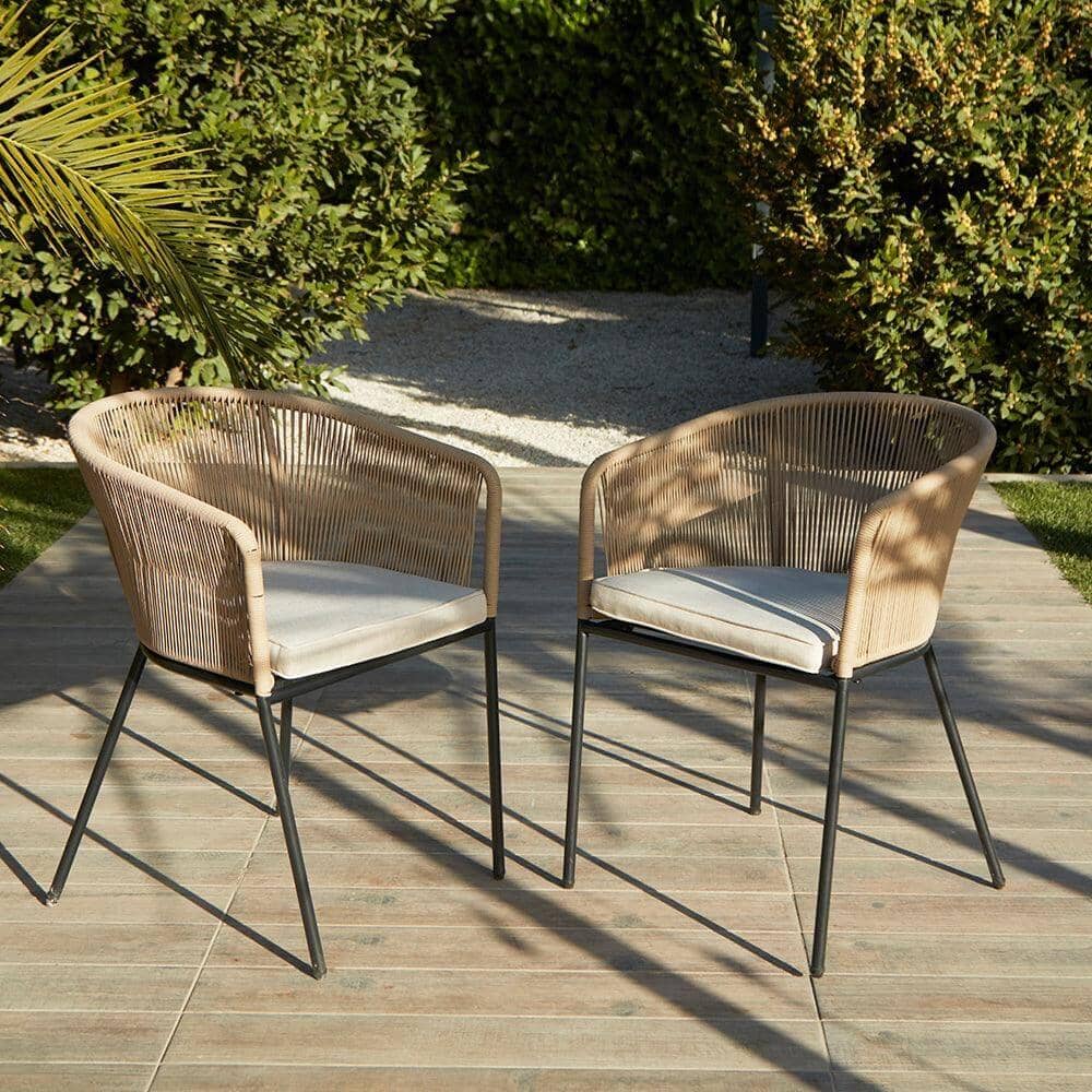 Amelia 8 Seater Natural Wood Black Legs Garden Dining Set - Hali Natural Chairs
