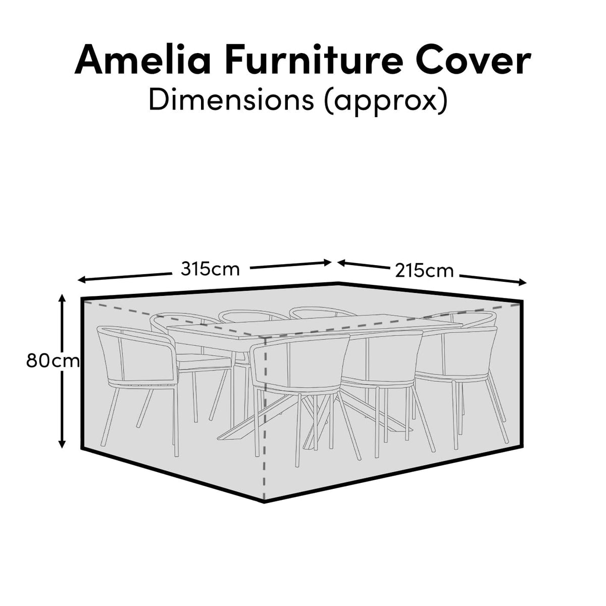 Rectangular Rain Cover 315x215x80cm - Amelia 6-8 Seater with Hali, Shiro, Imani or Nala