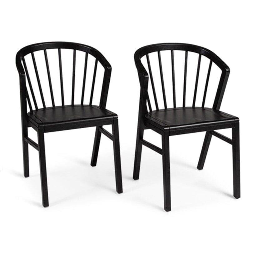 Amelia Black Extendable Dining Table Set - 6 Seater - Mabel Black Spindle Back Chairs