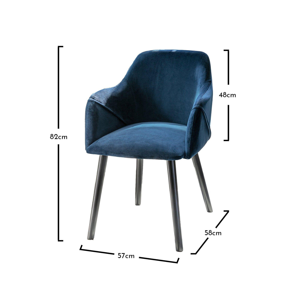 Amelia Black Extendable Dining Table Set - 6 Seater - Freya Blue Carver Chairs - Black Legs