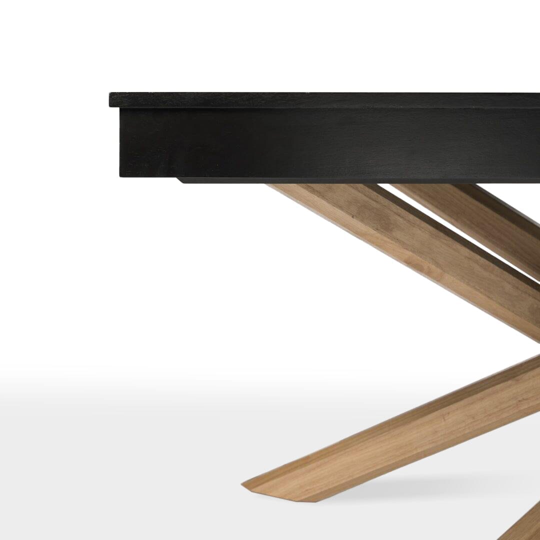 Amelia Black Wood Dining Table - Non Extendable - Oak Legs