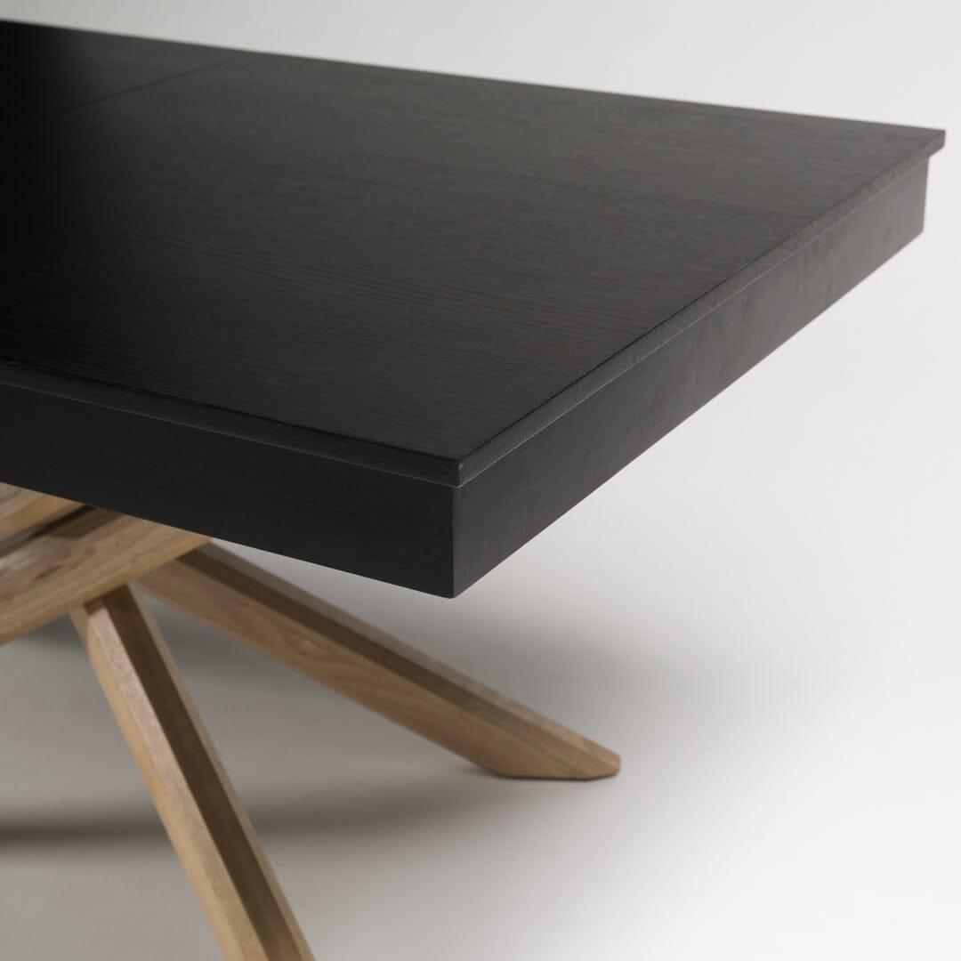 Outlet - Amelia Black Wood Extendable Dining Table with Oak Legs
