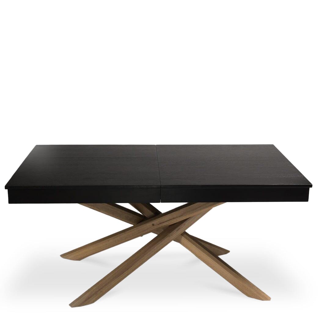Amelia Black Wood Dining Table - Extendable - Oak Legs
