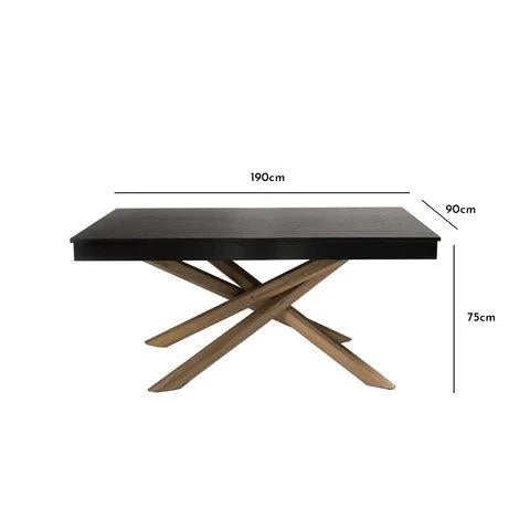Amelia Black Wood Dining Table - Non Extendable - Whitewash Legs