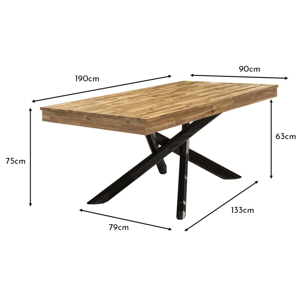 OUTLET - Amelia White Acacia Wood Garden Dining Table - Black Metal Legs