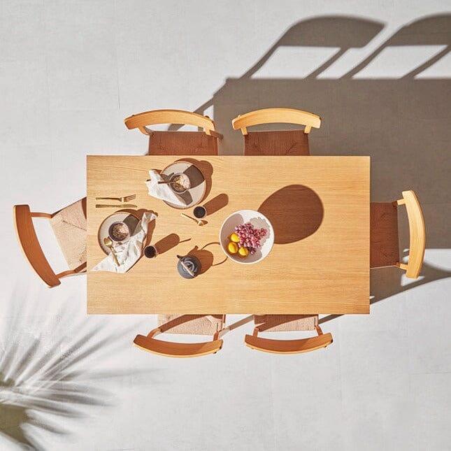 Amelia Oak Extendable Dining Table Set - 6 Seater - Mabel Oak Spindle Back Chairs