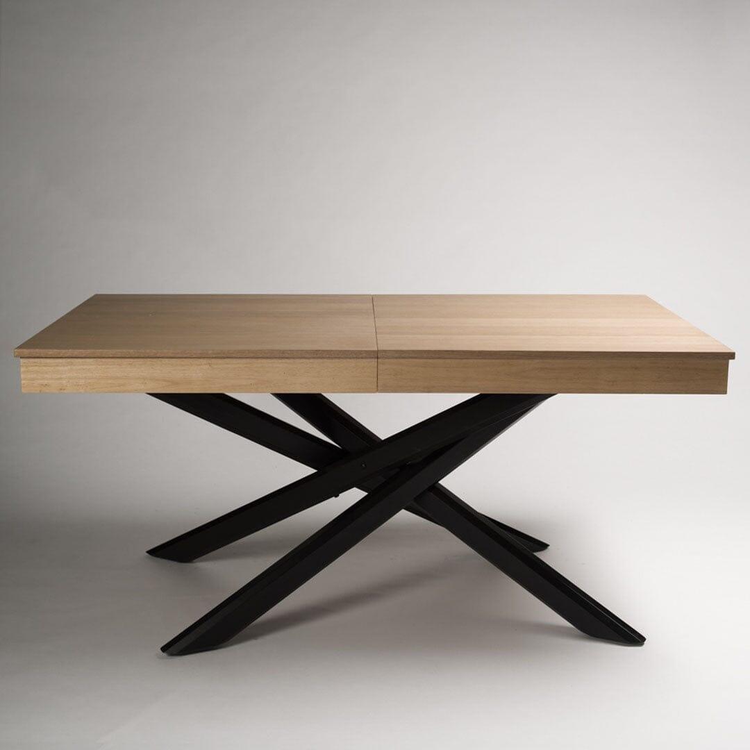 OUTLET - Amelia Oak Wood Dining Table - Extendable - Black Legs