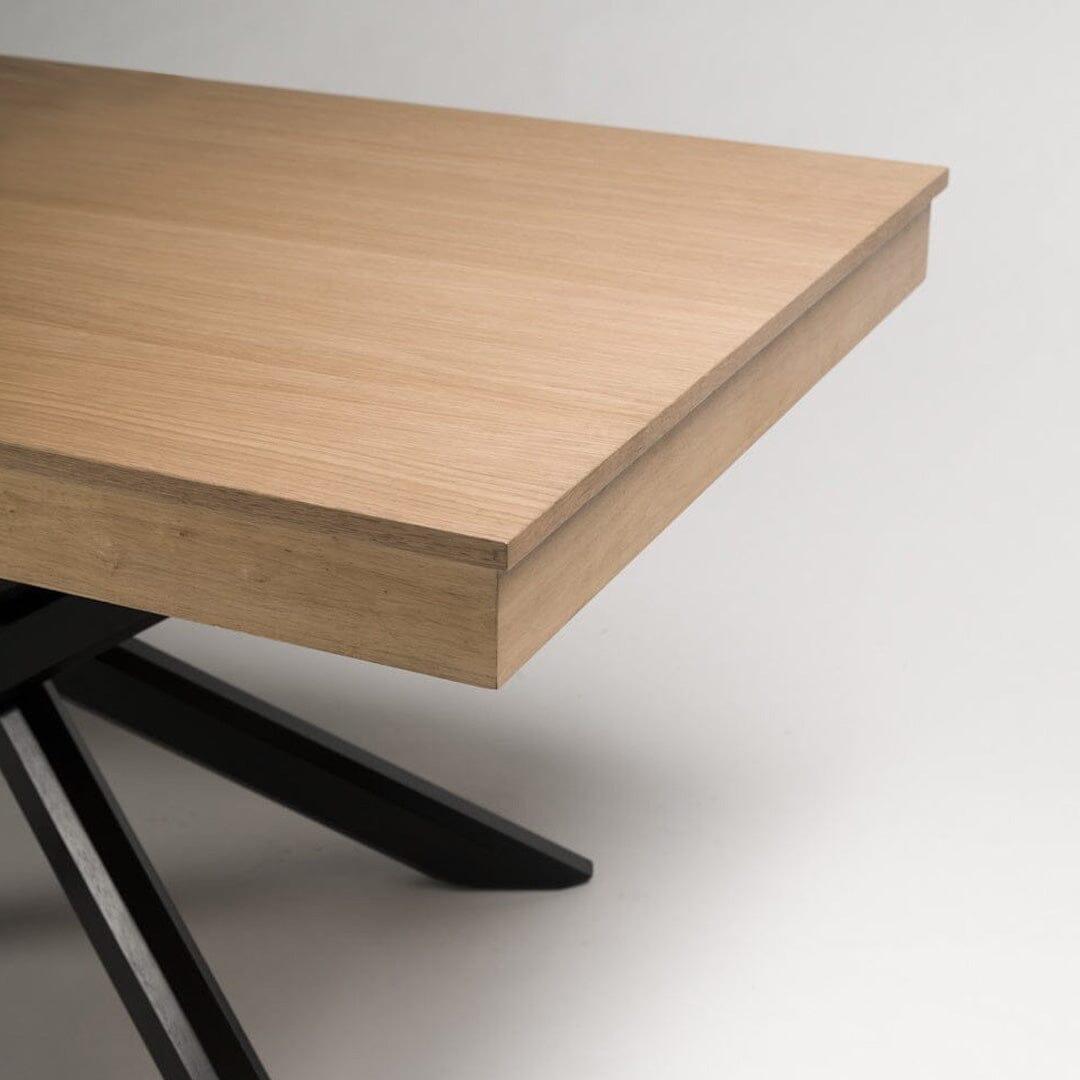 Amelia Oak Wood Dining Table - Non Extendable - Black Legs