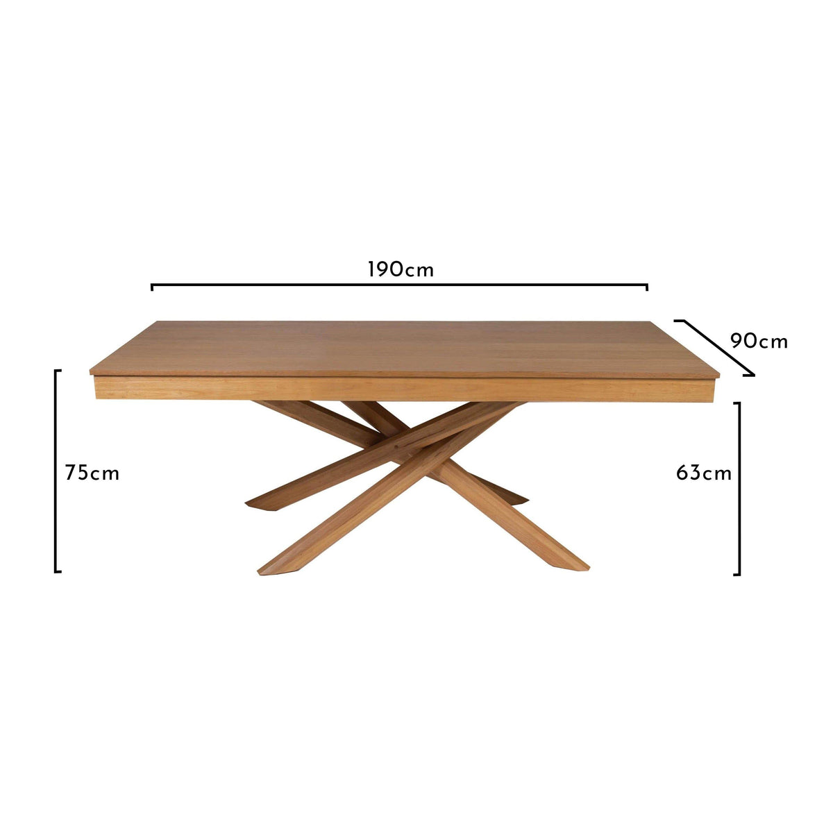 Amelia Oak Wood Dining Table - Non Extendable