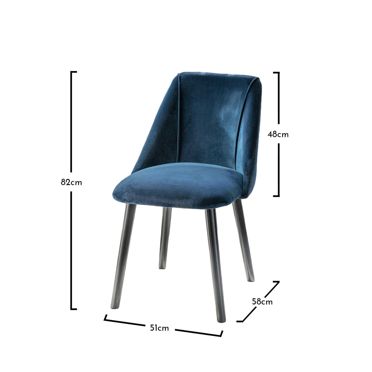 Amelia Whitewash Dining Table Set - 6 Seater - Freya Blue Dining Chairs - Black Legs