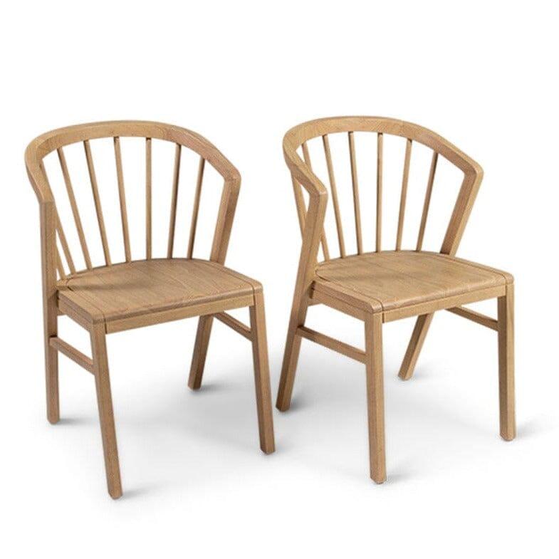 Amelia Pale Oak Dining Table Set - 6 Seater - Mabel Pale Oak Spindle Back Chairs