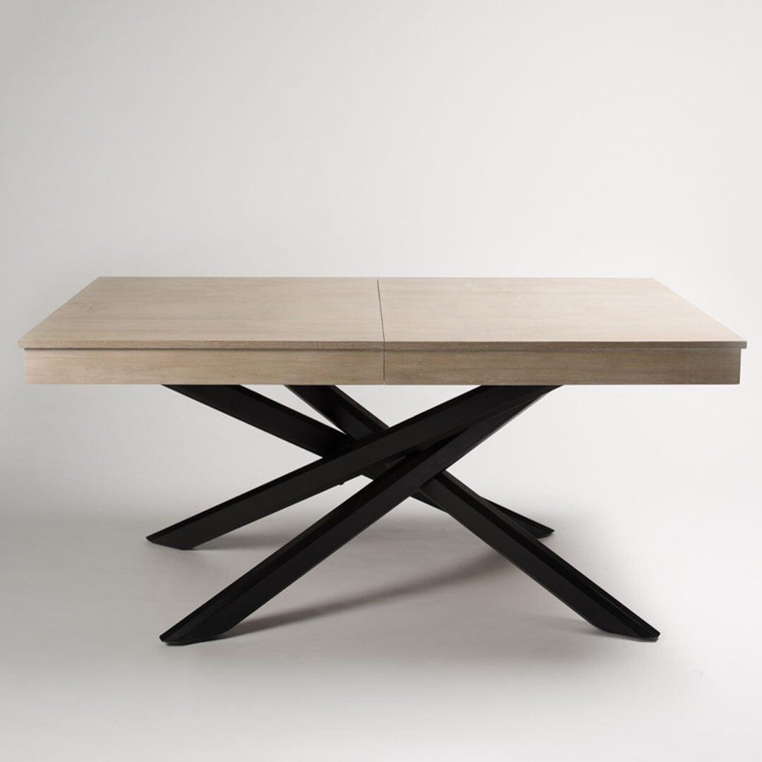Amelia Whitewash Extendable Dining Table Set - 6 Seater - Freya Grey Carver Chairs - Black Legs