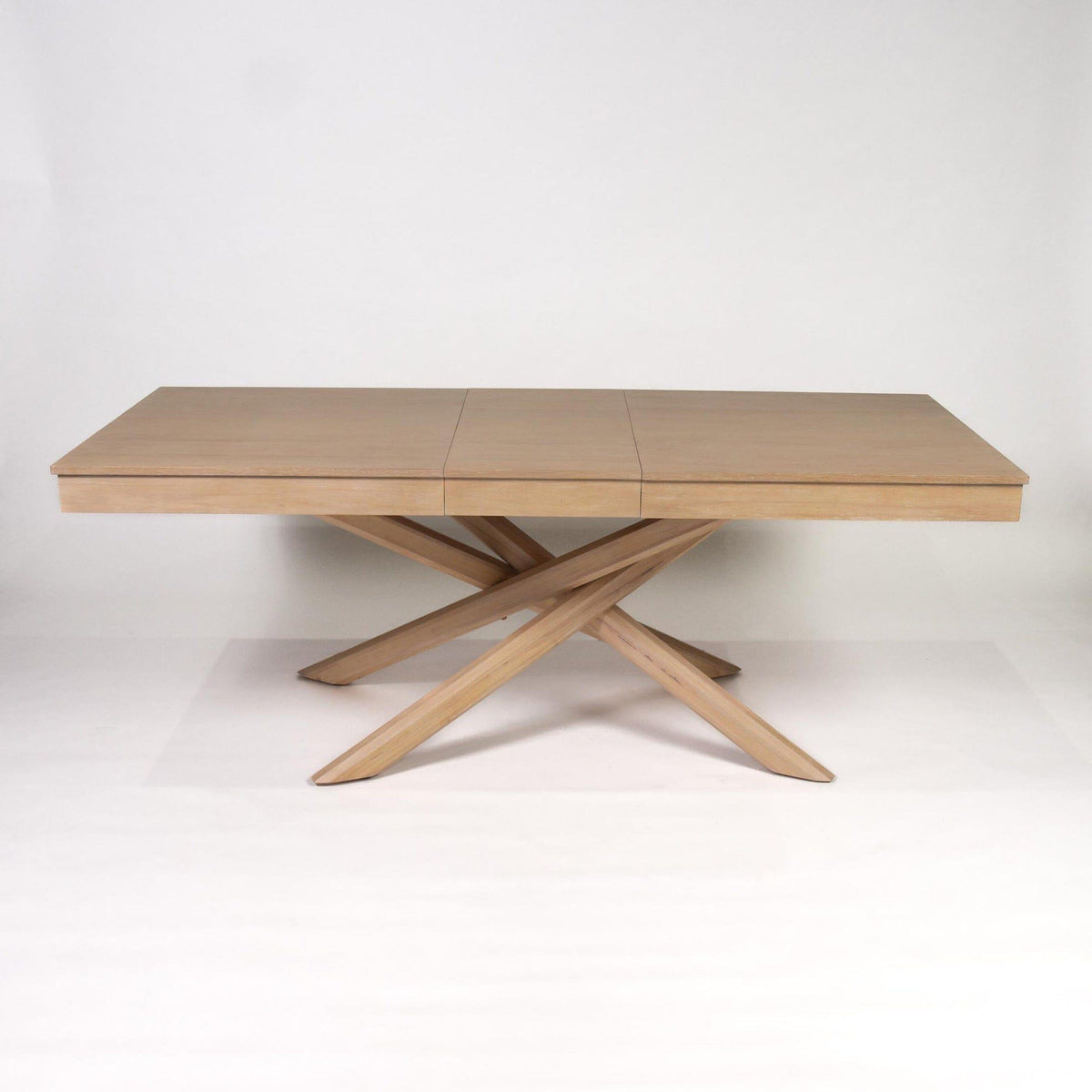 Amelia Whitewash Extendable Dining Table Set - 6 Seater - Freya Sand Dining Chairs - Whitewash Oak Legs