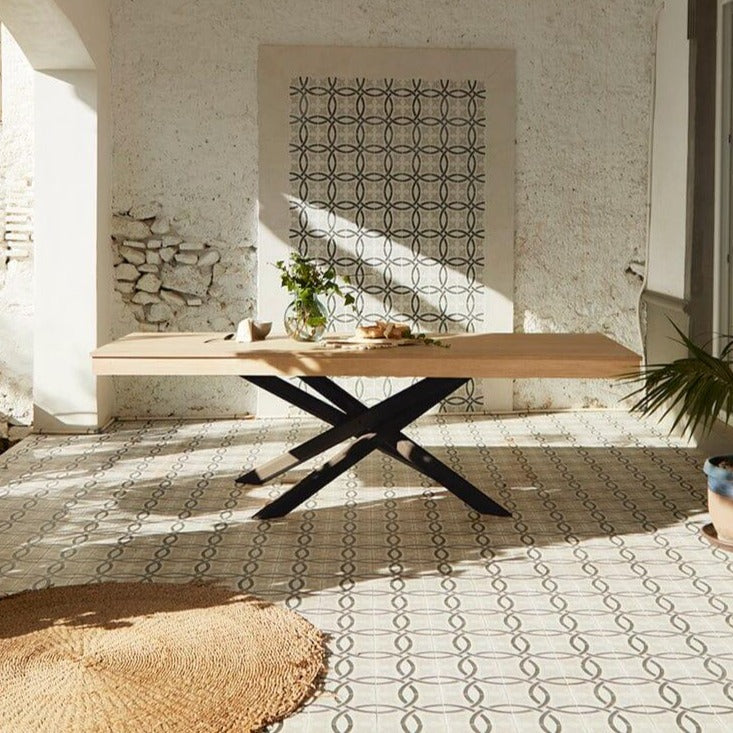 Amelia Whitewash Wood Dining Table - Extendable - Black Legs