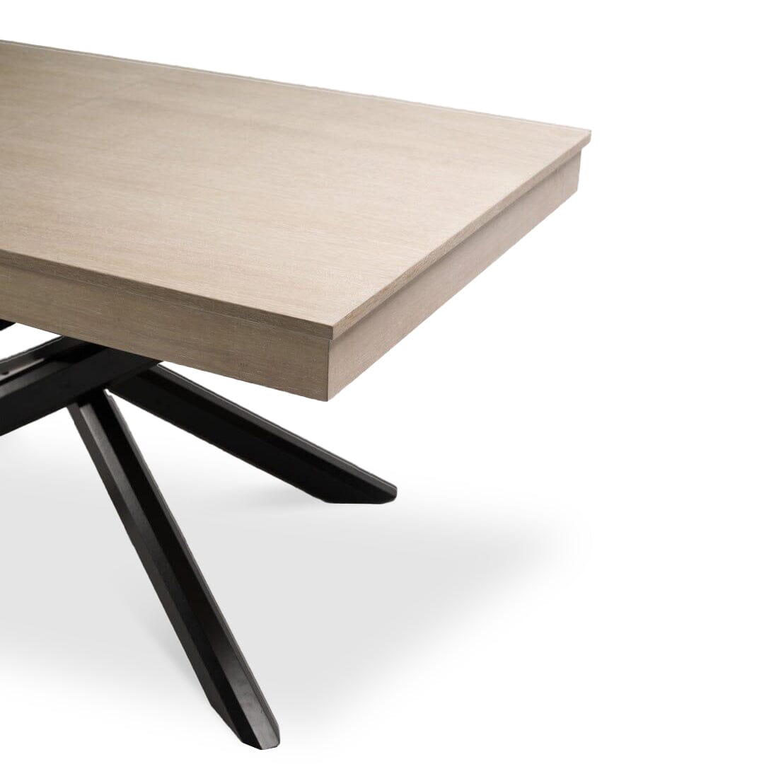 Amelia Whitewash Wood Dining Table - Extendable - Black Legs