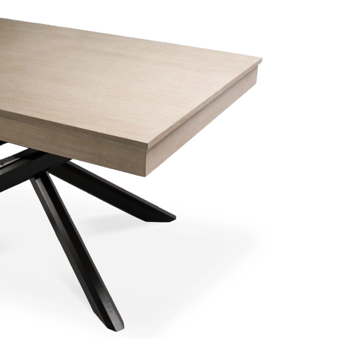 Amelia Whitewash Wood Dining Table - Non Extendable - Black Legs