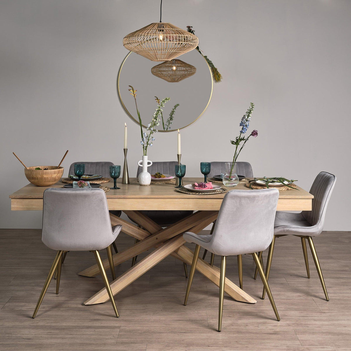 Amelia Whitewash Wood Dining Table - Non Extendable