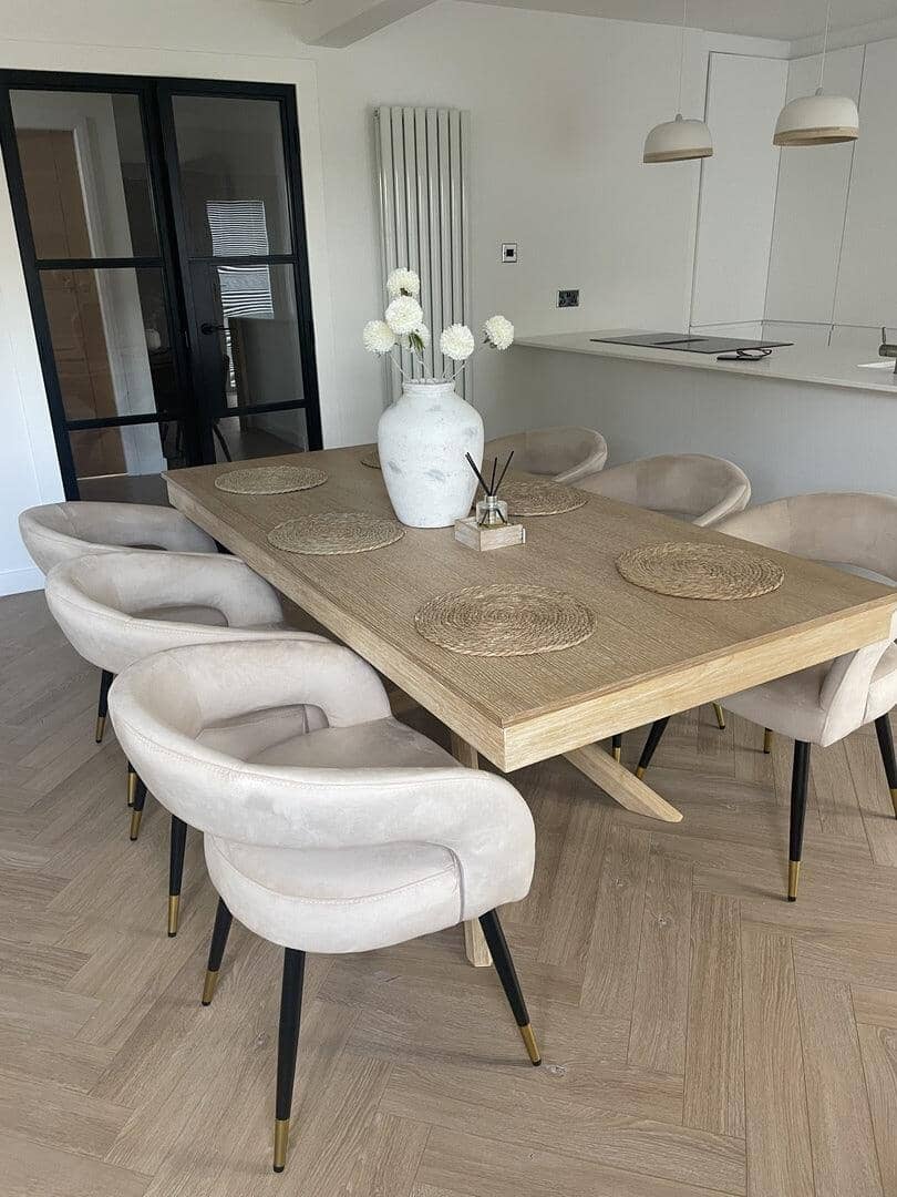 Amelia Whitewash Wood Dining Table - Non Extendable