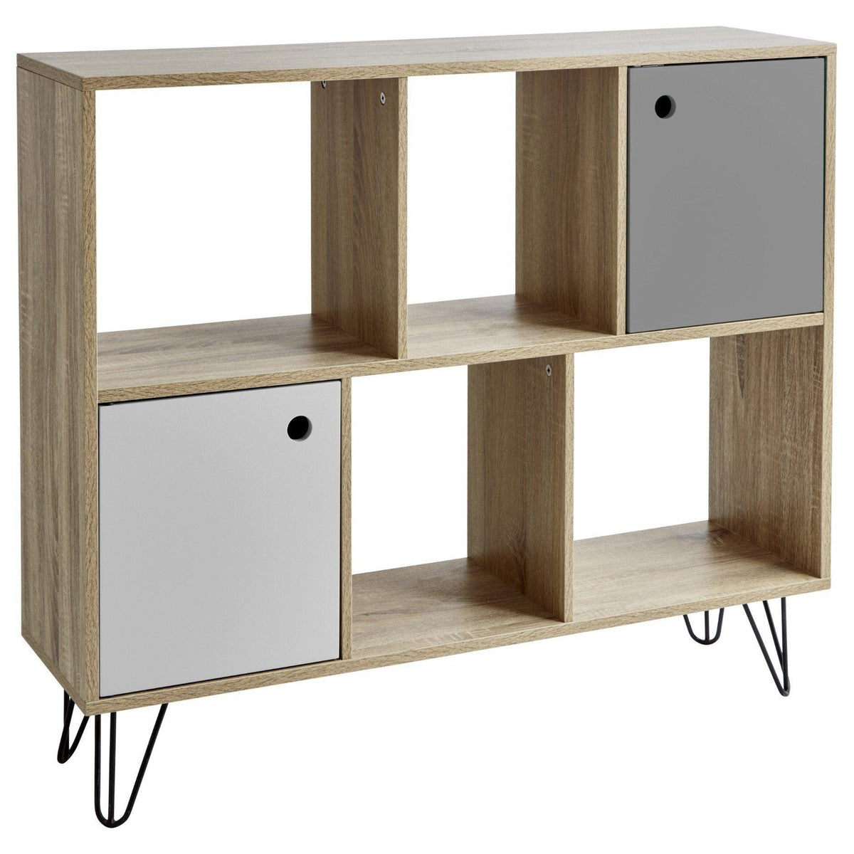 Anderson Cube Storage Unit - Oak Effect with Grey Cupboards
