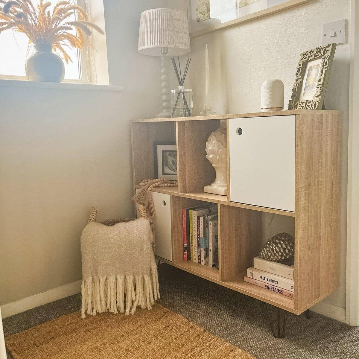 Anderson Cube Storage Unit - Oak Effect with White Cupboards