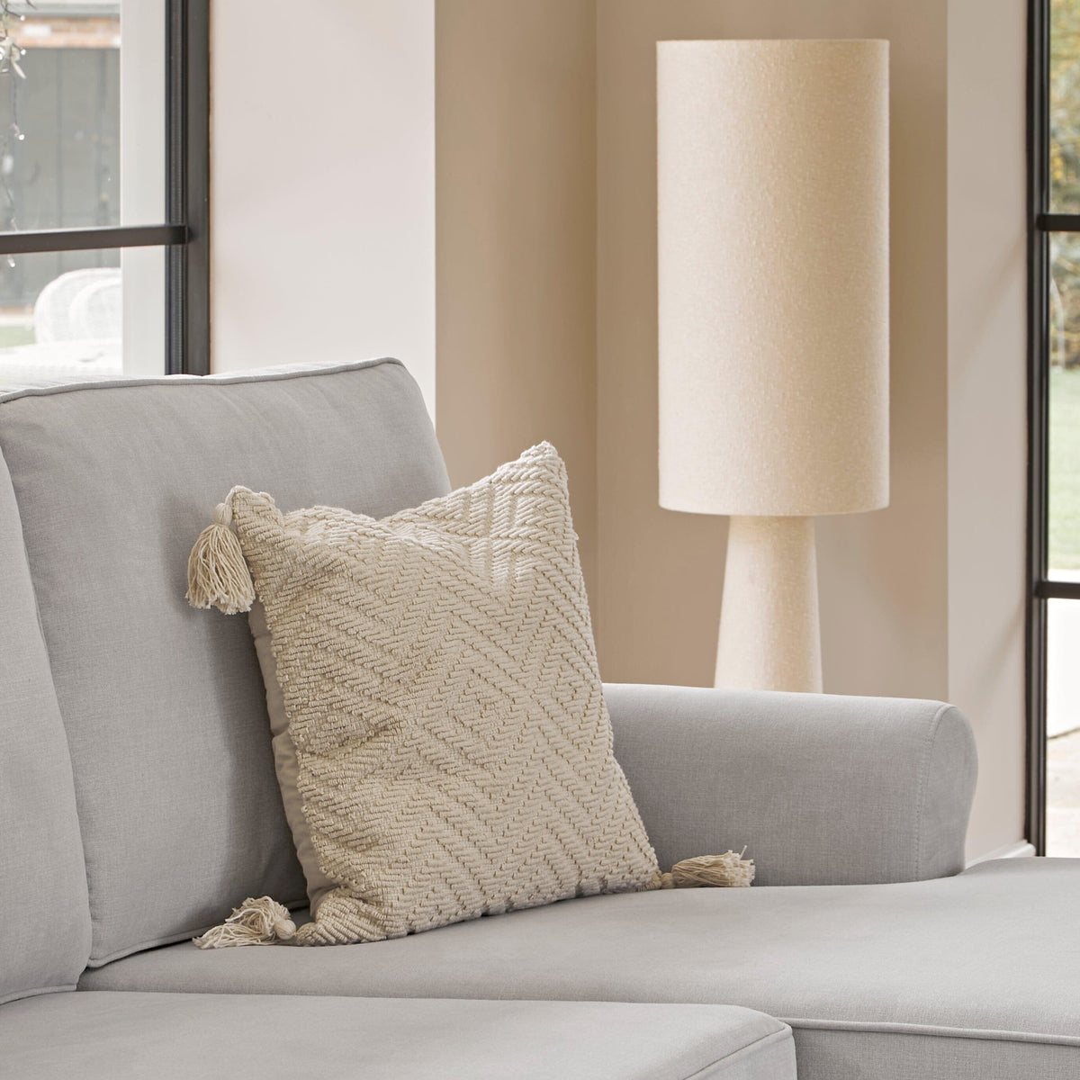 OUTLET - Annabelle Chaise Corner Sofa - Cloud Grey with Pale Oak Legs