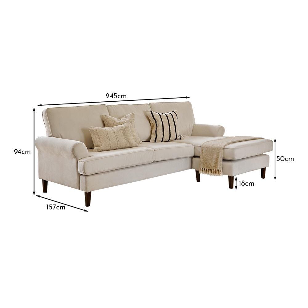 OUTLET - Annabelle Chaise Corner Sofa - Natural Ivory