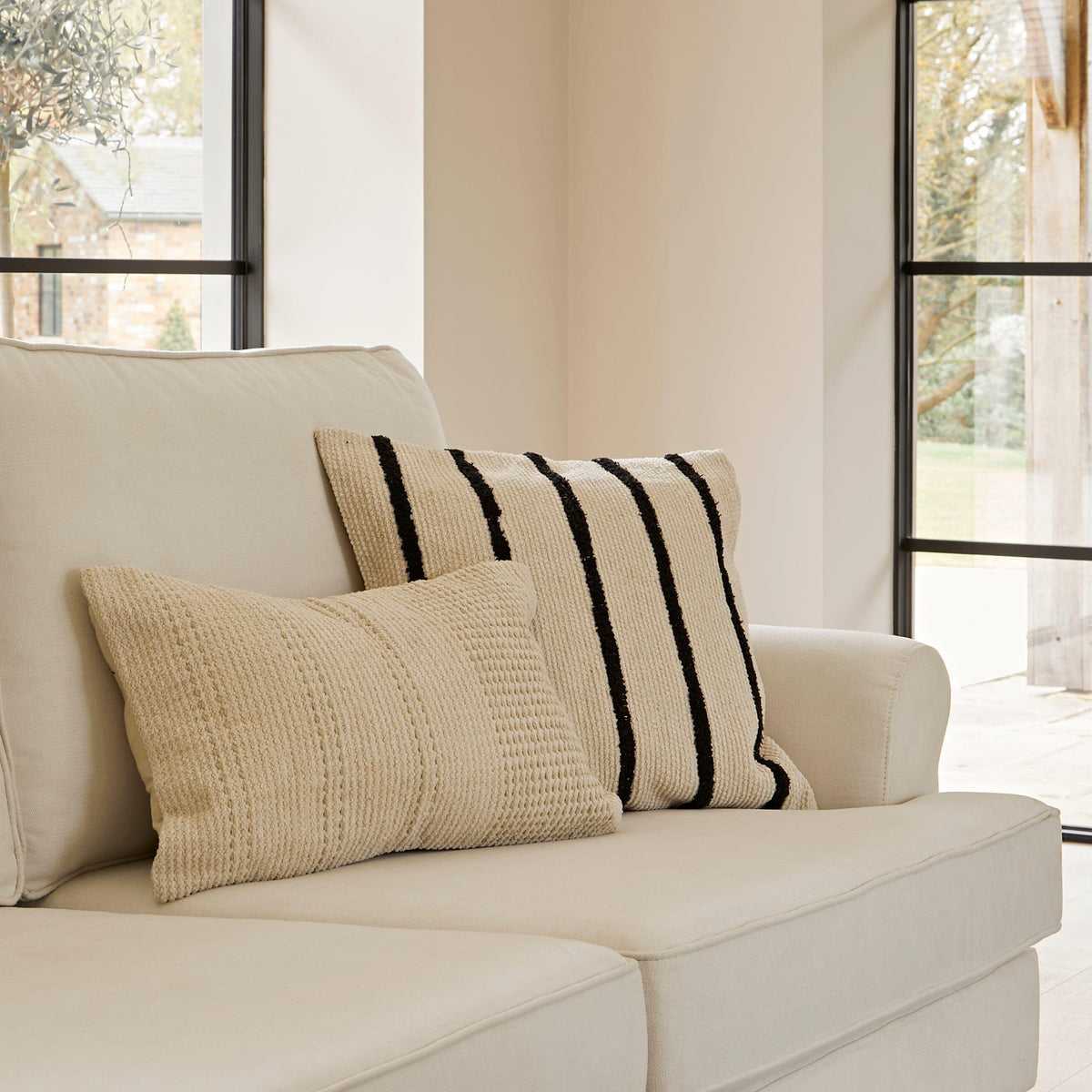 Annabelle 3 Seater Sofa - Natural Ivory with Dark Oak Legs