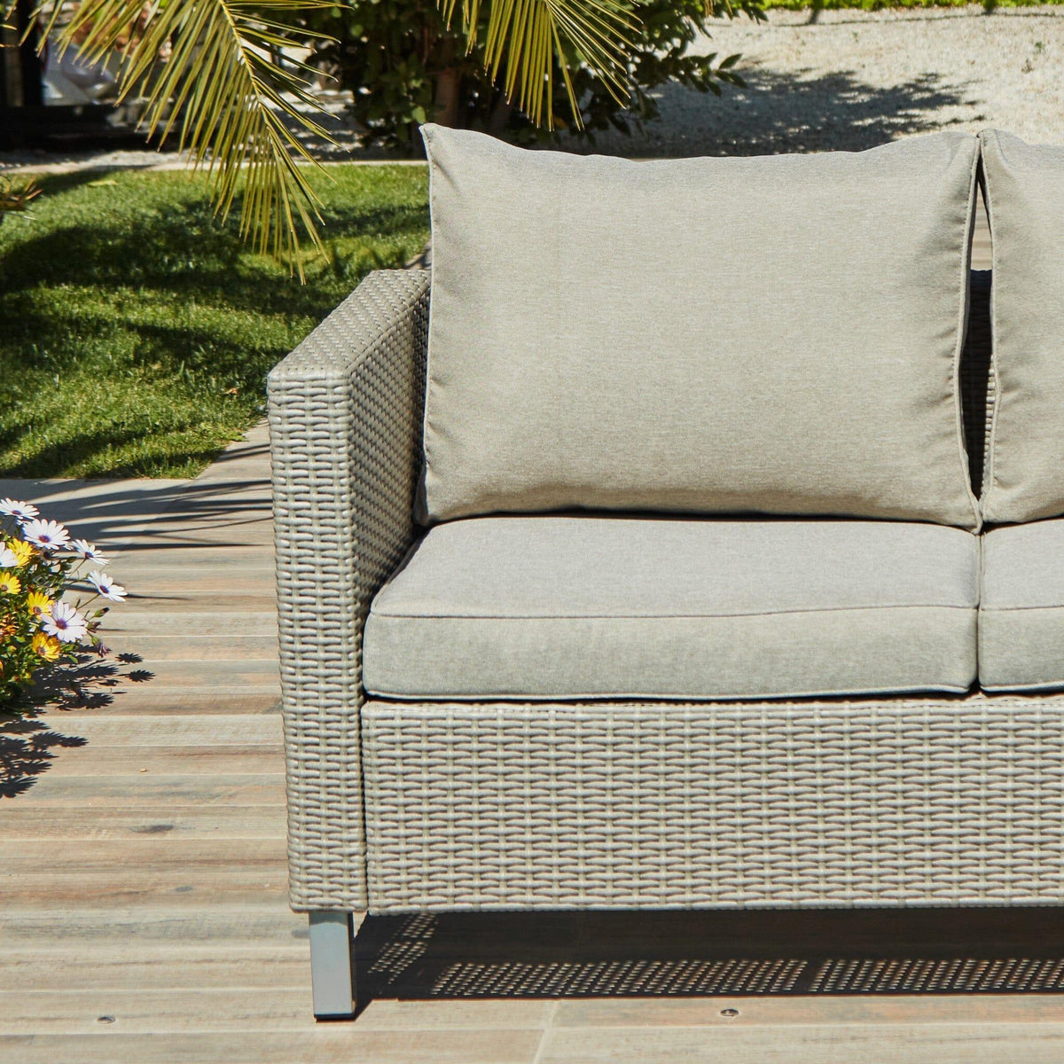 Aria 2 Seater Rattan Garden Sofa - Light Grey