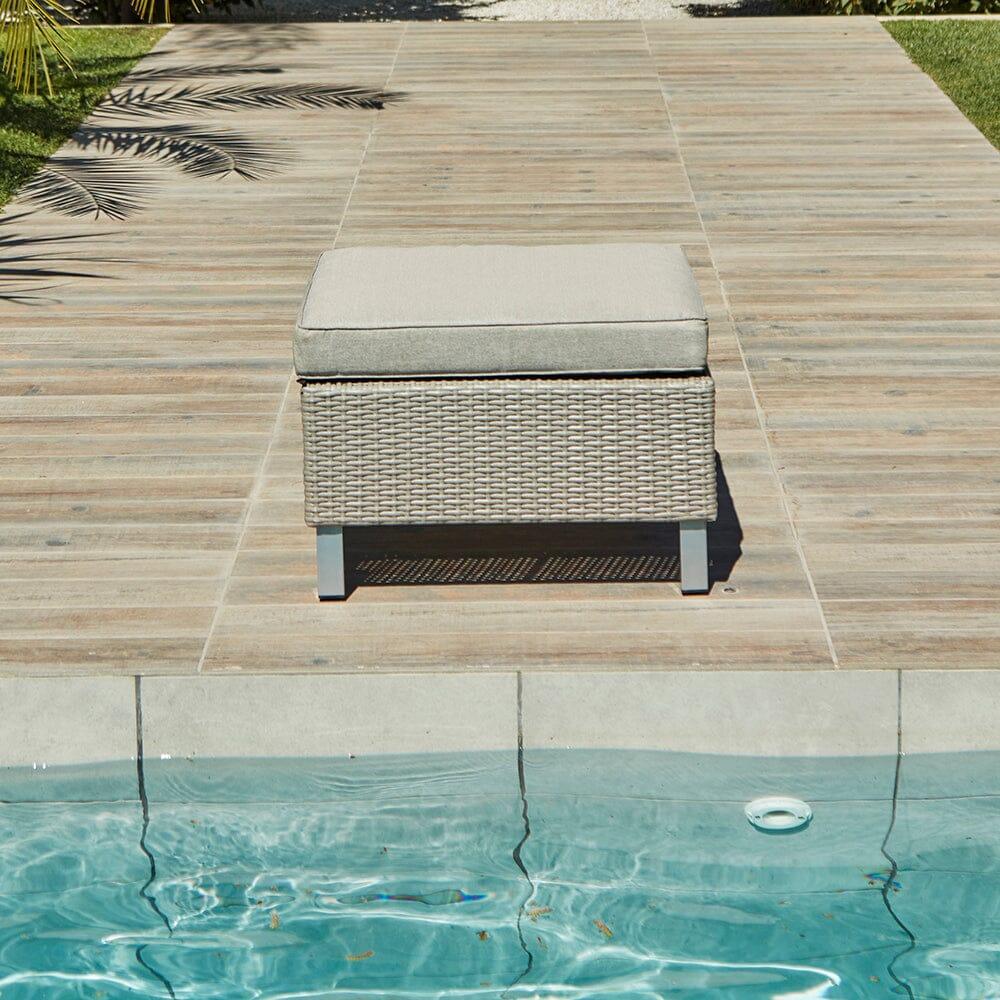 Aria 3 Seater Rattan Sofa Set with Footstool and Coffee Table - Light Grey