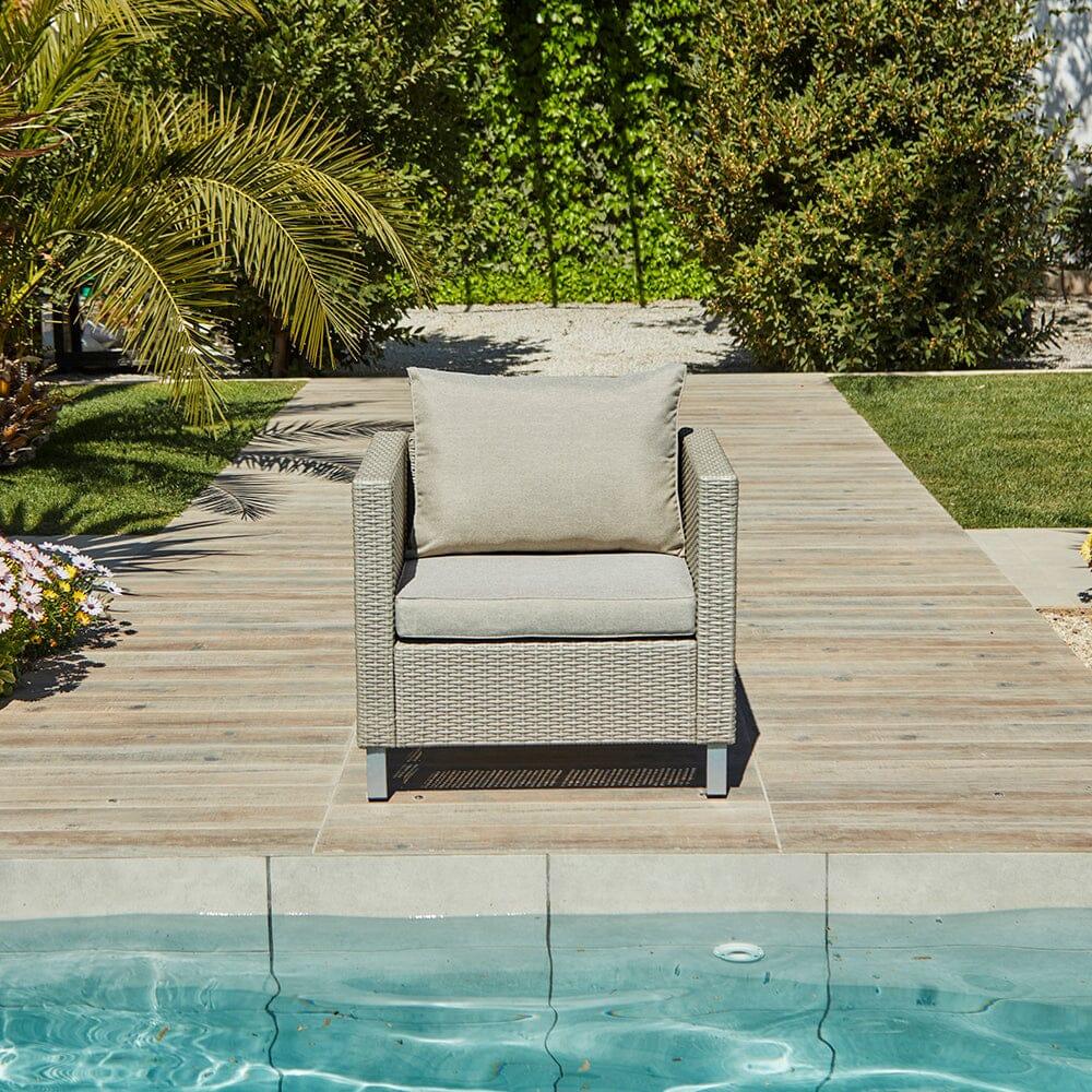 Aria 7 Seater Rattan Garden Sofa Set with Footstool & Coffee Table - Light Grey