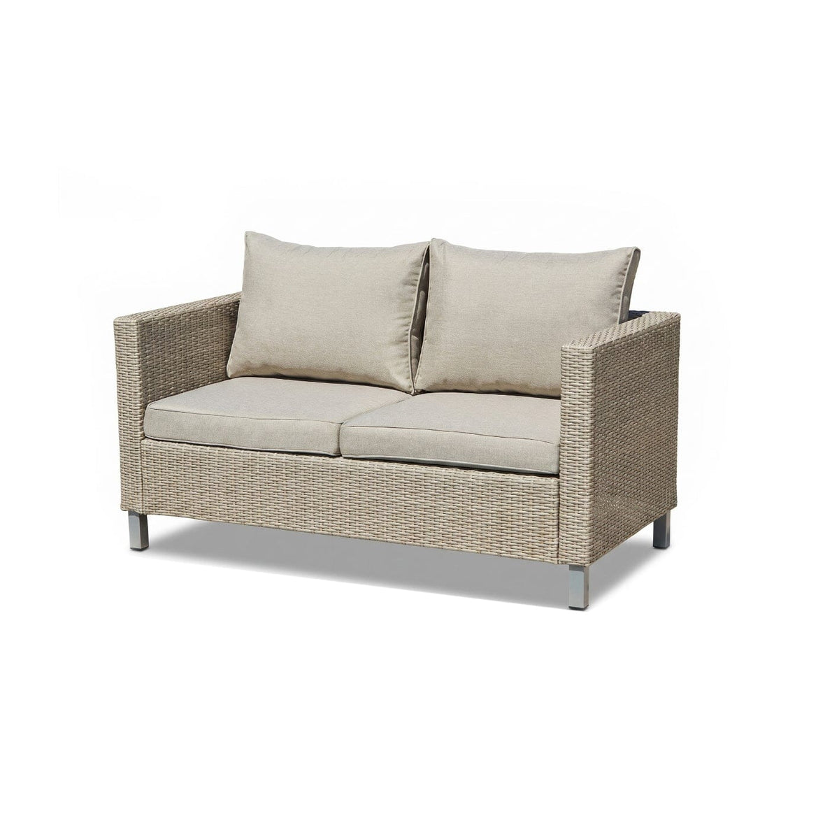 Aria 7 Seater Rattan Garden Sofa Set with Footstool & Coffee Table - Light Grey