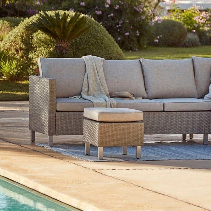 Outlet - Aria Rattan Garden Footstool - Light Grey
