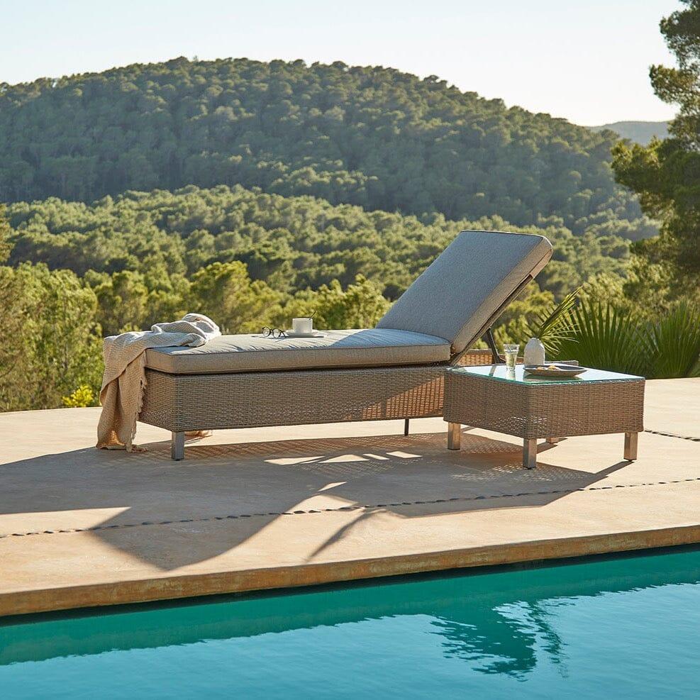 Aria Rattan Garden Sun Lounger - Light Grey