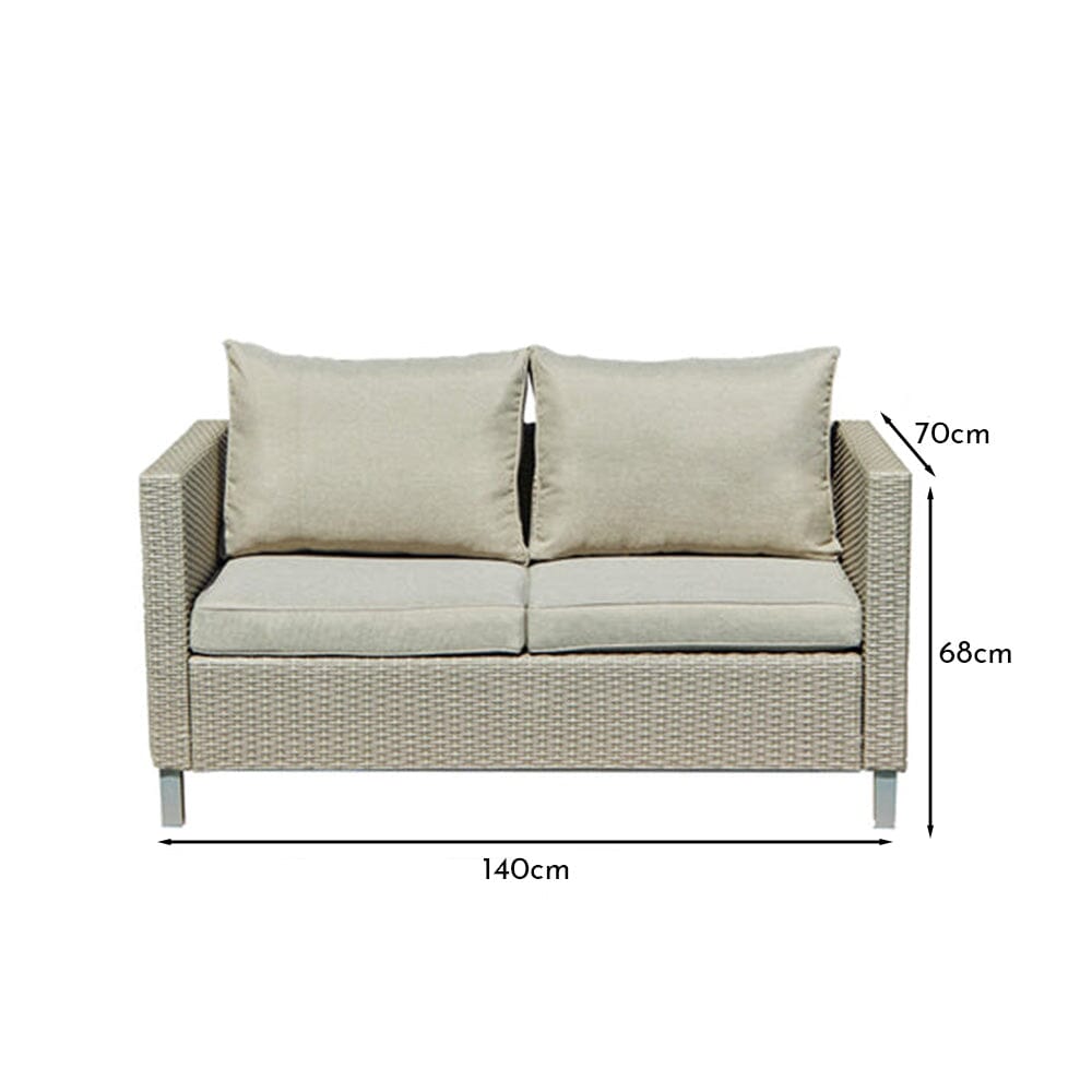 Aria 2 Seater Rattan Garden Sofa - Light Grey
