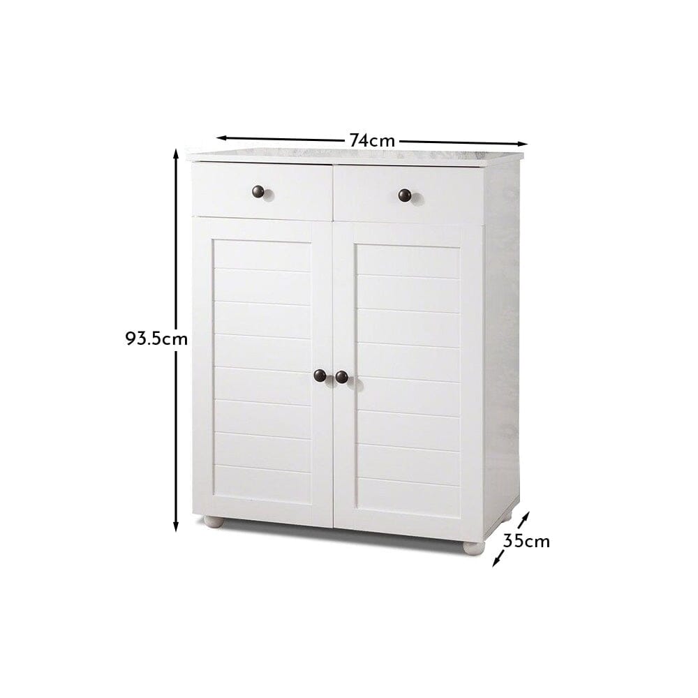 Ascot Shoe Cabinet - White Storage Cupboard