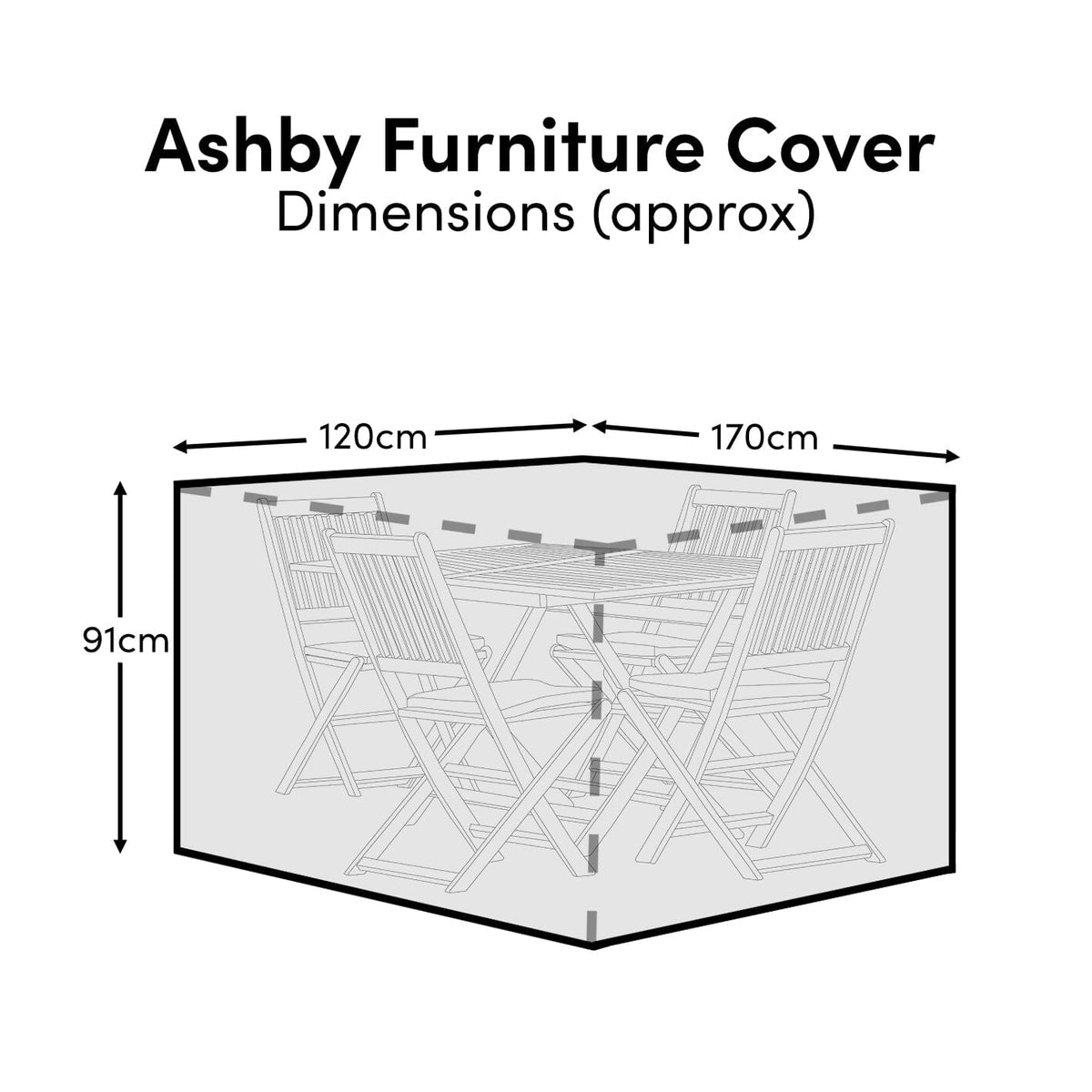Outlet - Ashby Rectangular Table 4-Seater Furniture Cover - 170x120x91cm