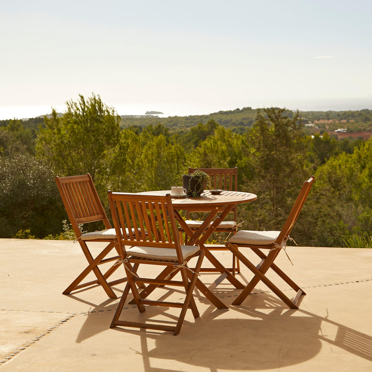Ashby 4 Seater Wooden Round Folding Garden Dining Table - 100cm
