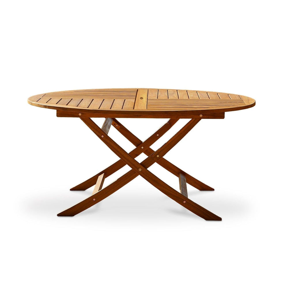 Ashby 6 Seater Wooden Round Garden Dining Set with 6 Cove Rope Chairs & Grey LED Parasol  - 130cm