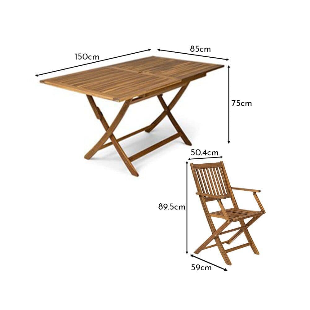 Ashby 6 Seater Wooden Garden Dining Set - 150cm