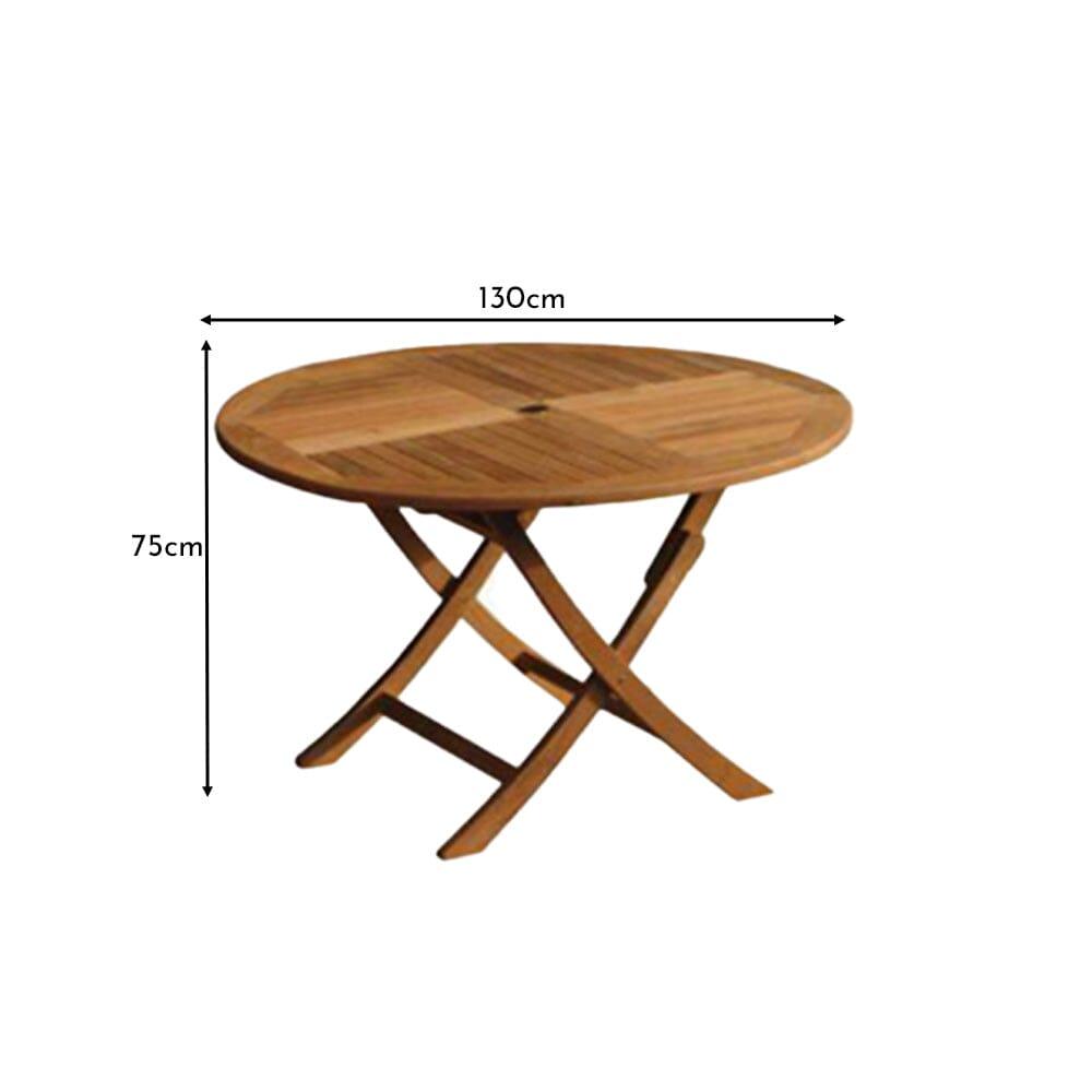 Ashby 6 Seater Wooden Round Folding Garden Dining Table - 130cm