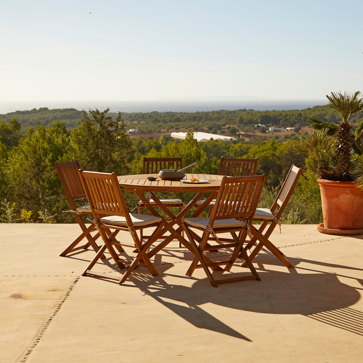 Ashby 6 Seater Wooden Round Folding Garden Dining Table - 130cm