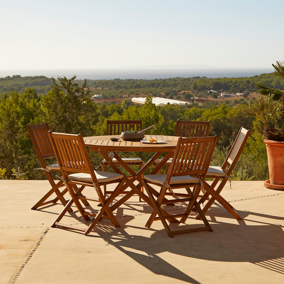 Ashby 6 Seater Wooden Round Garden Dining Set - 130cm