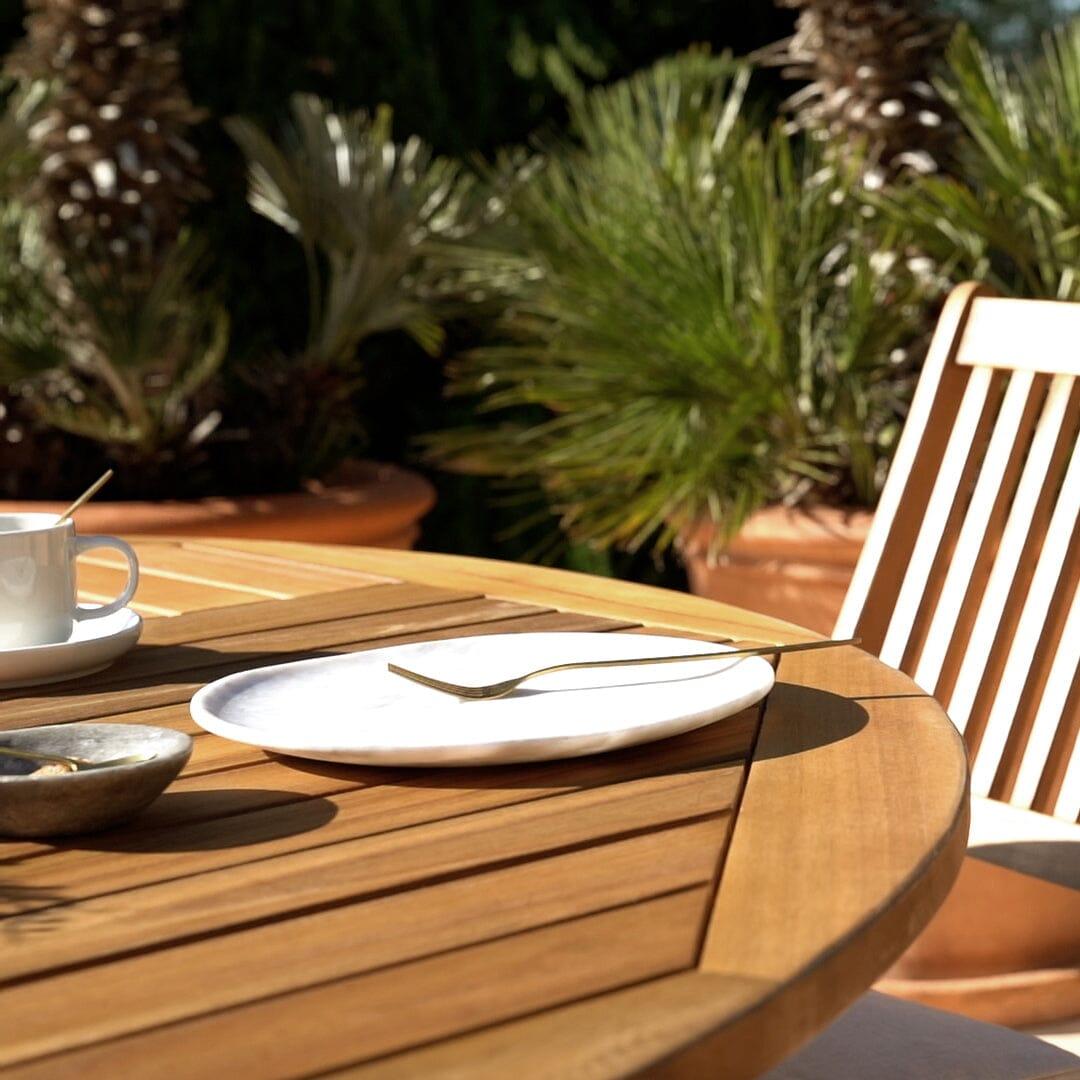 Ashby 6 Seater Wooden Round Garden Dining Set - 130cm
