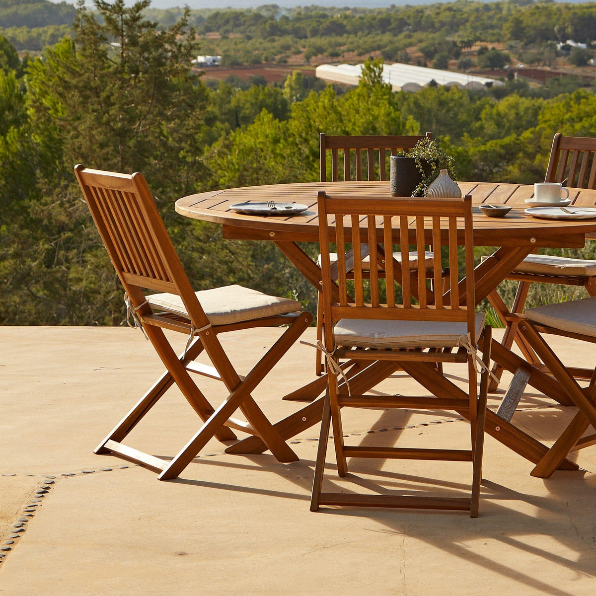 Outlet - Ashby Wooden Armless Garden Folding Chairs - Set of 2