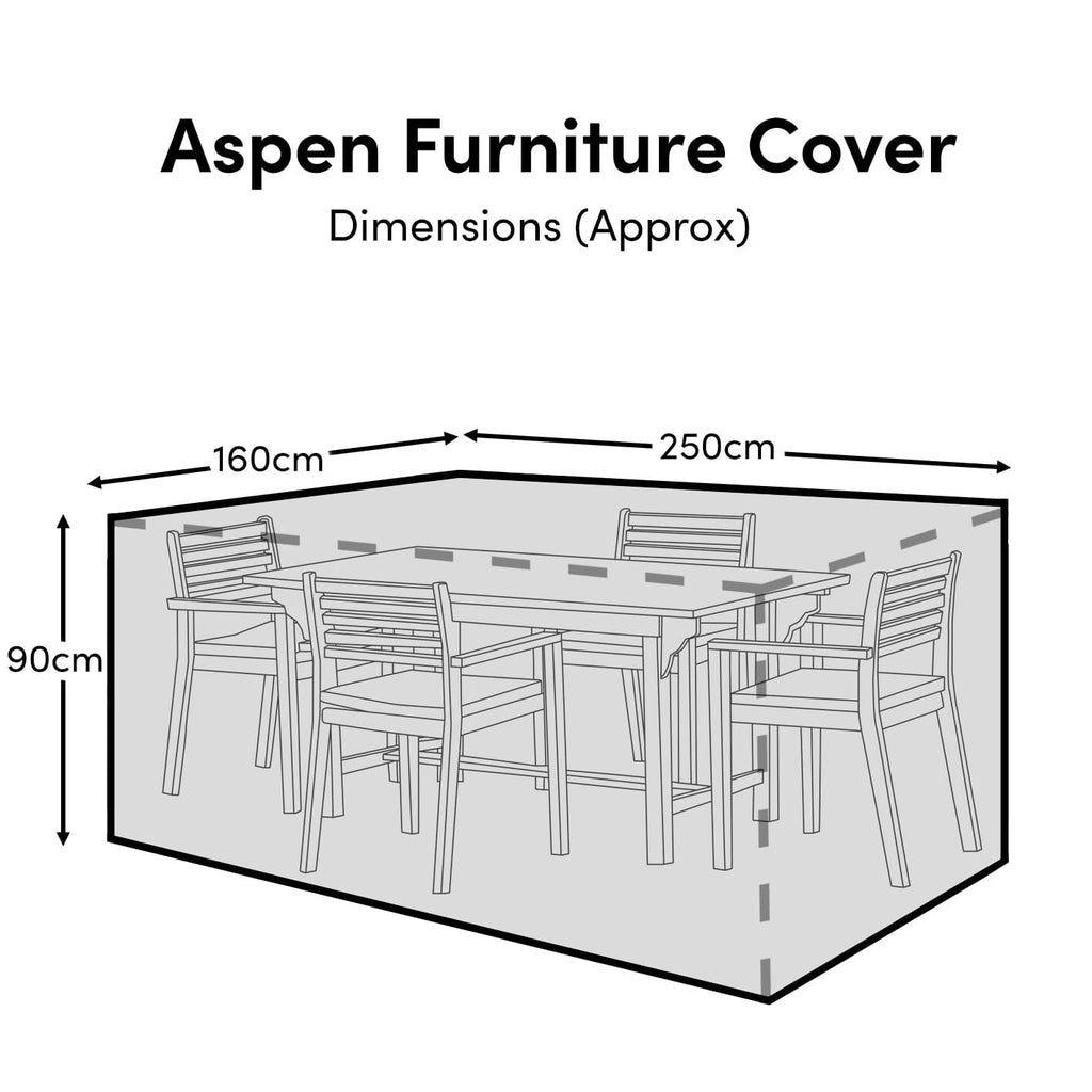 Outlet - Rectangular Rain Cover 250x160x90cm - Amelia 6 Seater with Wren or Ryder Chairs - Aspen 4-6 Seater - Oakley 4-6 Seater