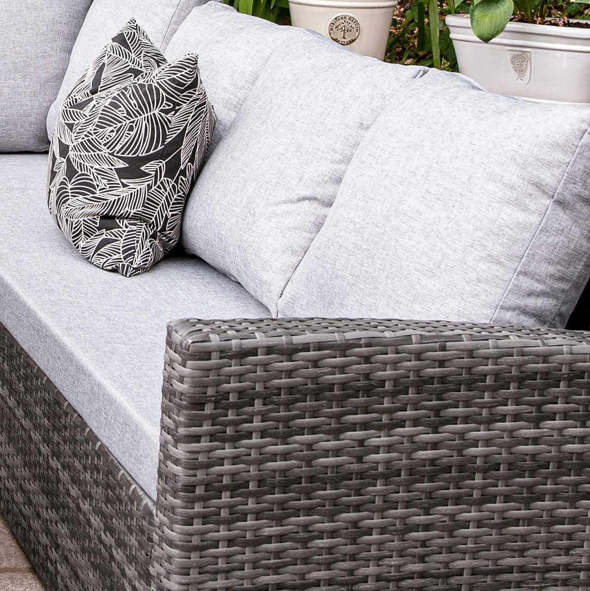 OUTLET - Aston 9 Seater Rattan Corner Sofa Set with Glass Table Top - Grey