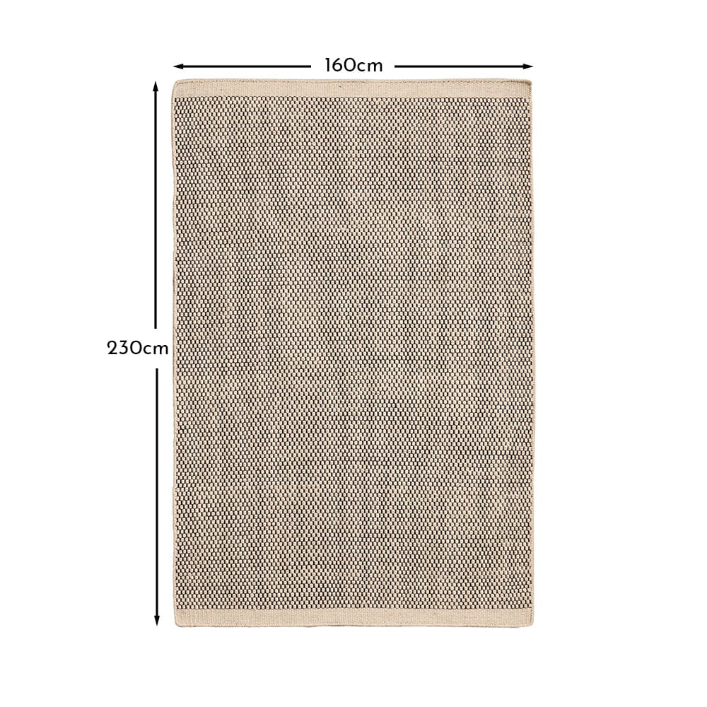 Atcham Black/Natural Pebble Wool with Cotton Rug - 160 x 230cm